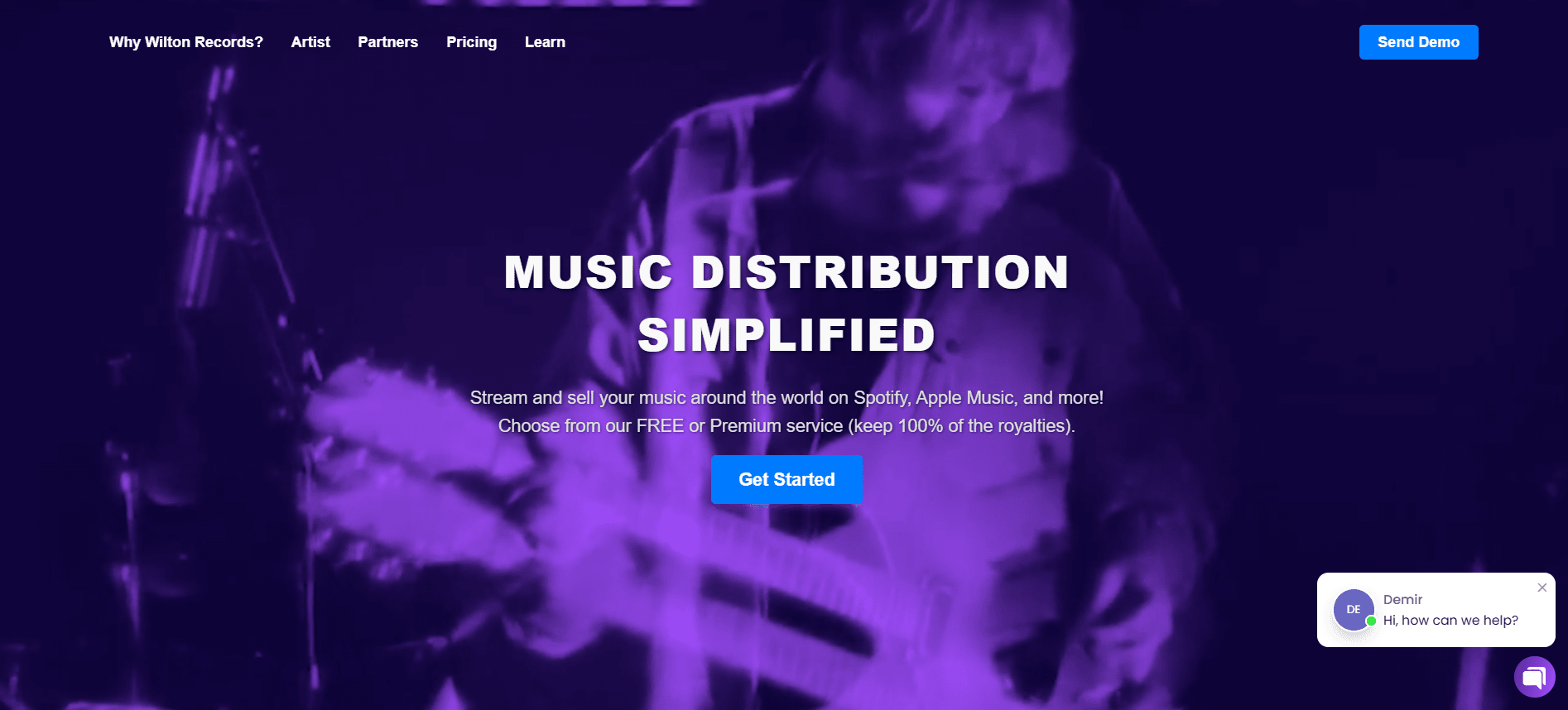 Screenshot of the Wilton Records project